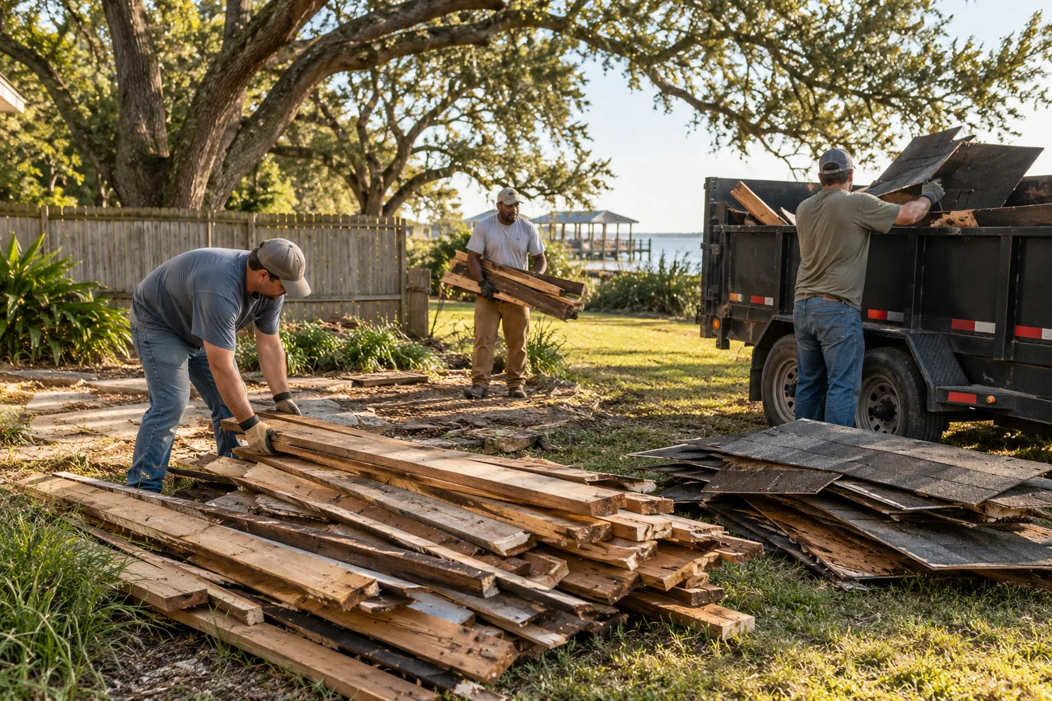 Demolition Debris Removal in progress at a Gulf Coast property